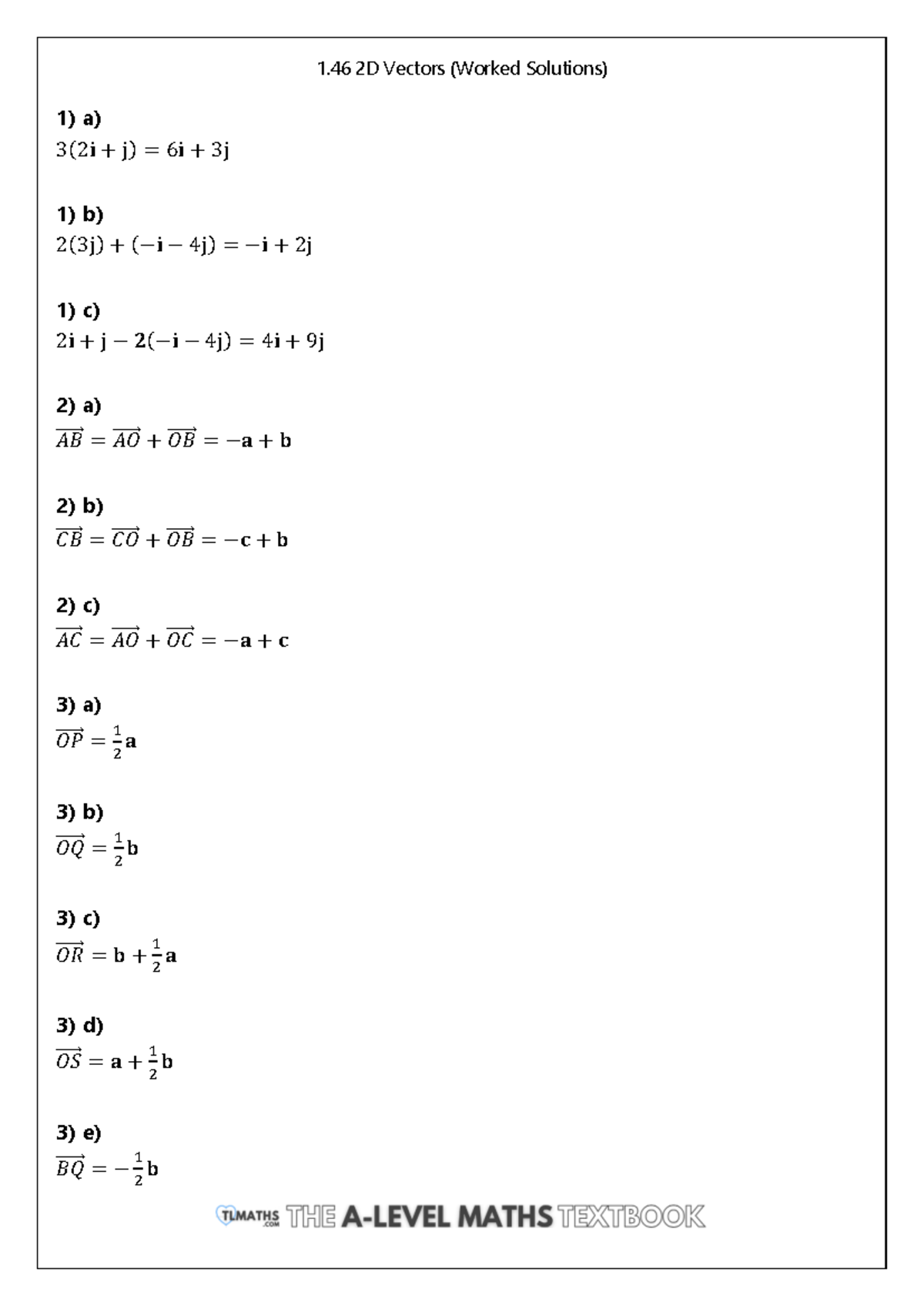 1.46 2D Vectors (Worked Solutions) - Comprehensive Guide - Studocu