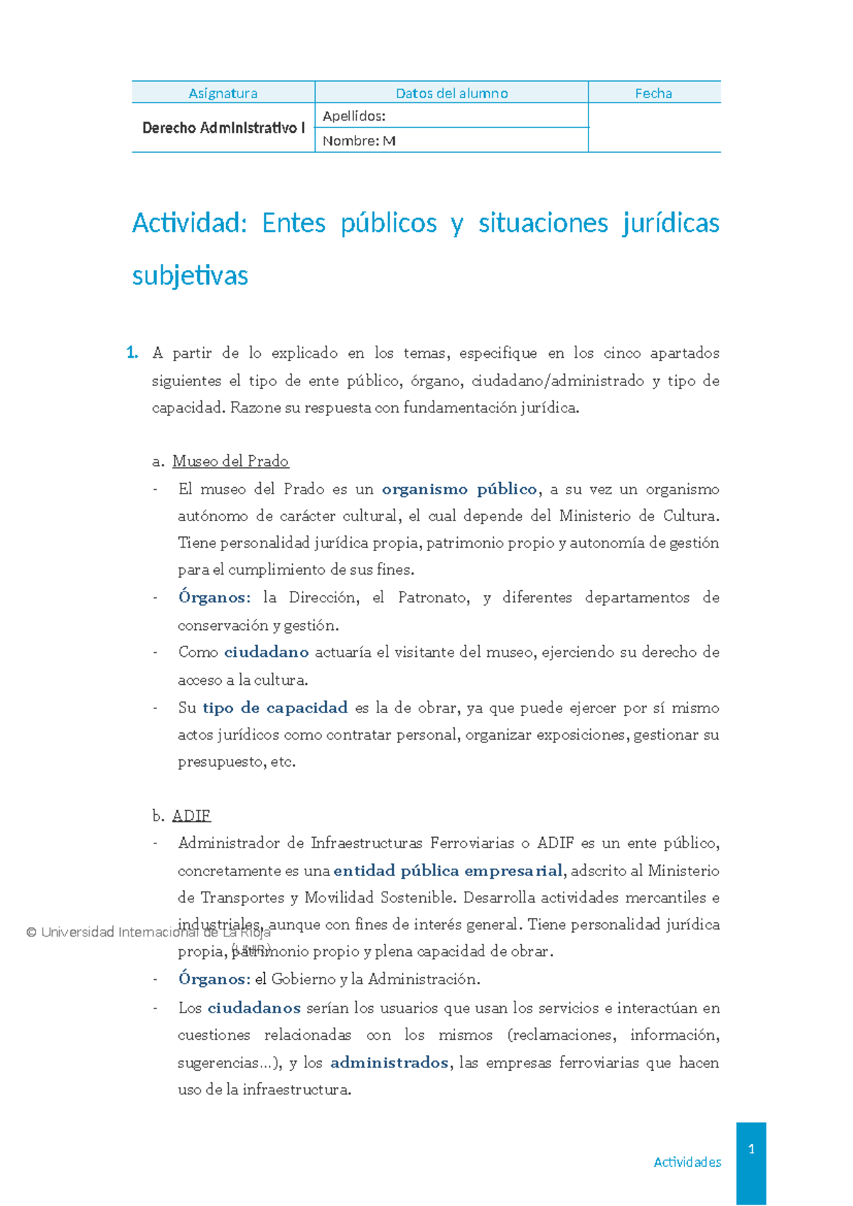 Derecho Administrativo I: Análisis de Entes Públicos y Situaciones ...