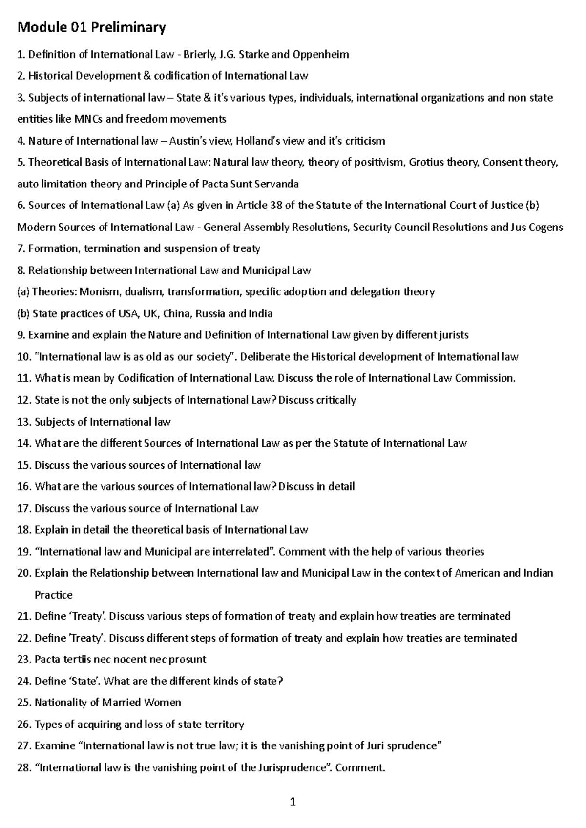 International Law Notes: Module 01 Overview and Key Concepts - Studocu