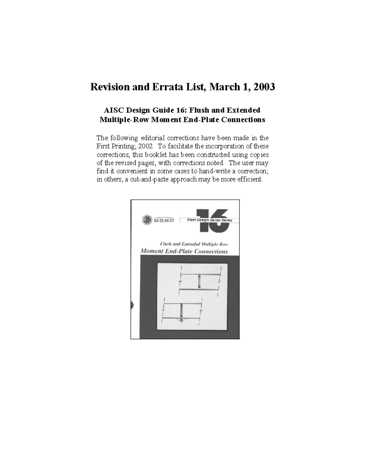 AISC Design Guide 16 - Errata for Flush & Extended Moment Connections ...