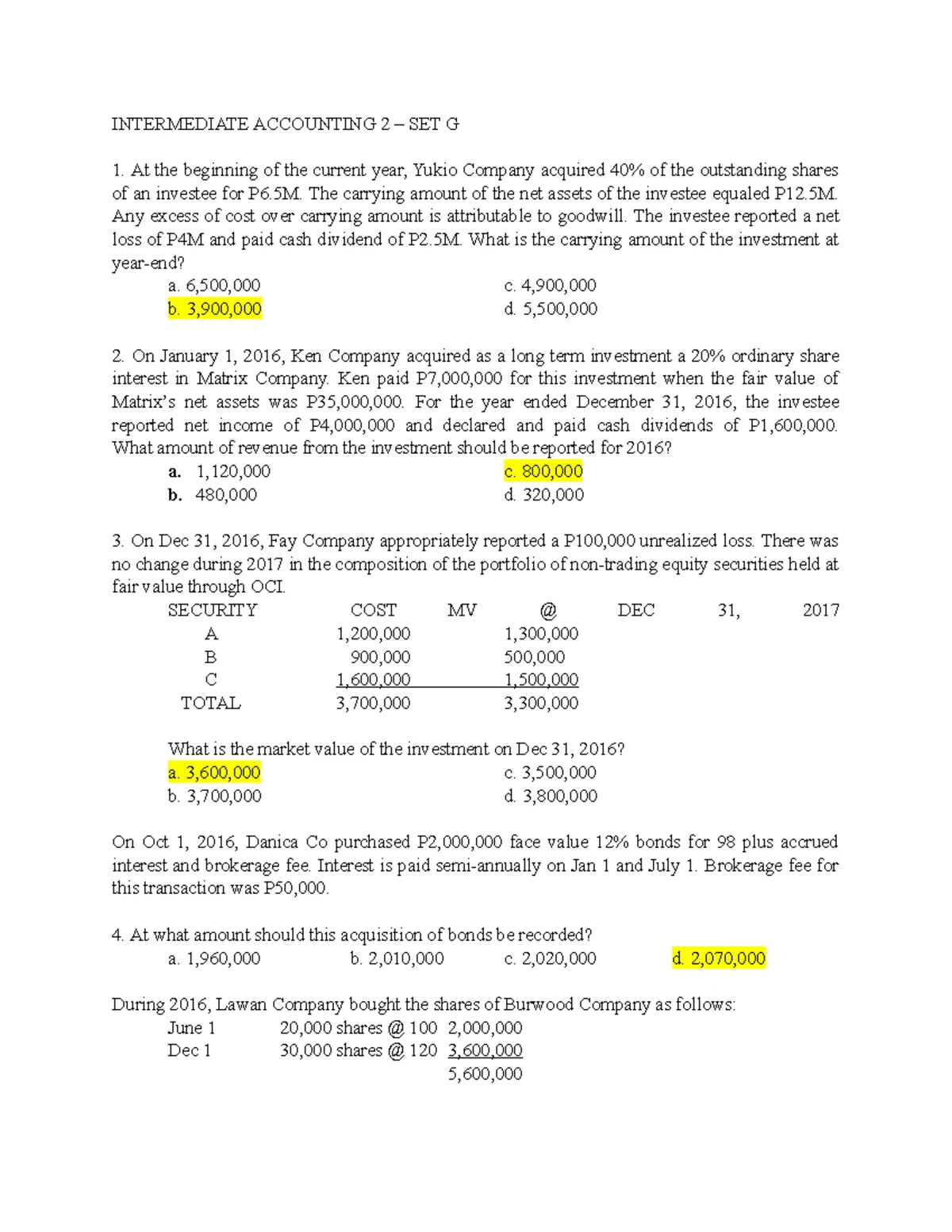 INTACC 1: Goodwill Calculation Problems & Solutions (Ch. 33) - Studocu