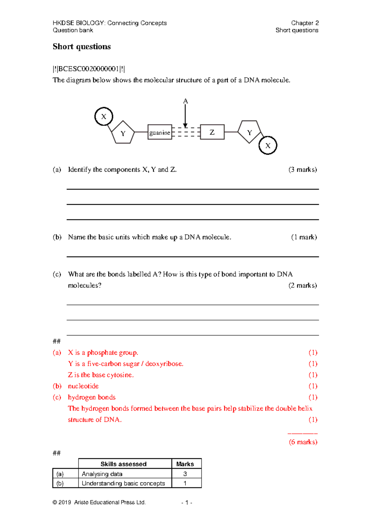 HKDSE BIOLOGY: Chapter 2 Short Questions Question Bank - Studocu
