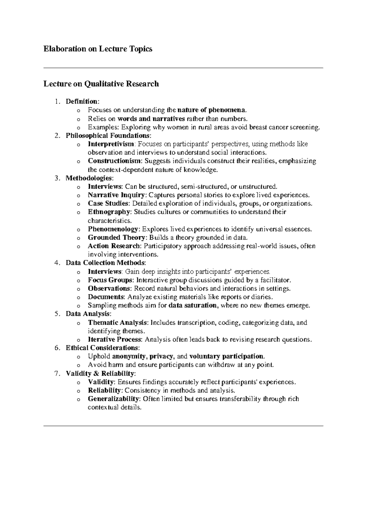 Elaboration on Lecture Topics for Qual/Quant Research: Insights ...