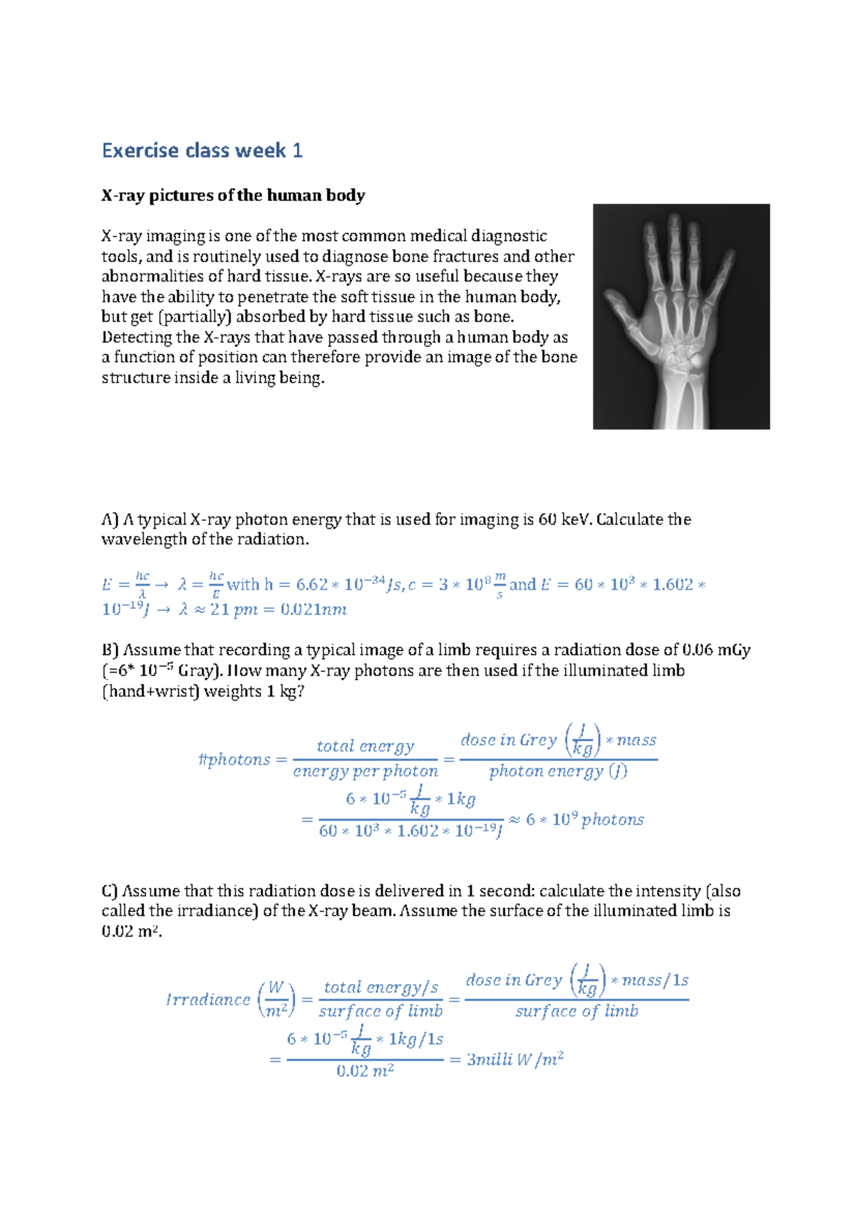 Wk1 - X-ray Imaging: Diagnostic Tools & Calculations for Imaging ...