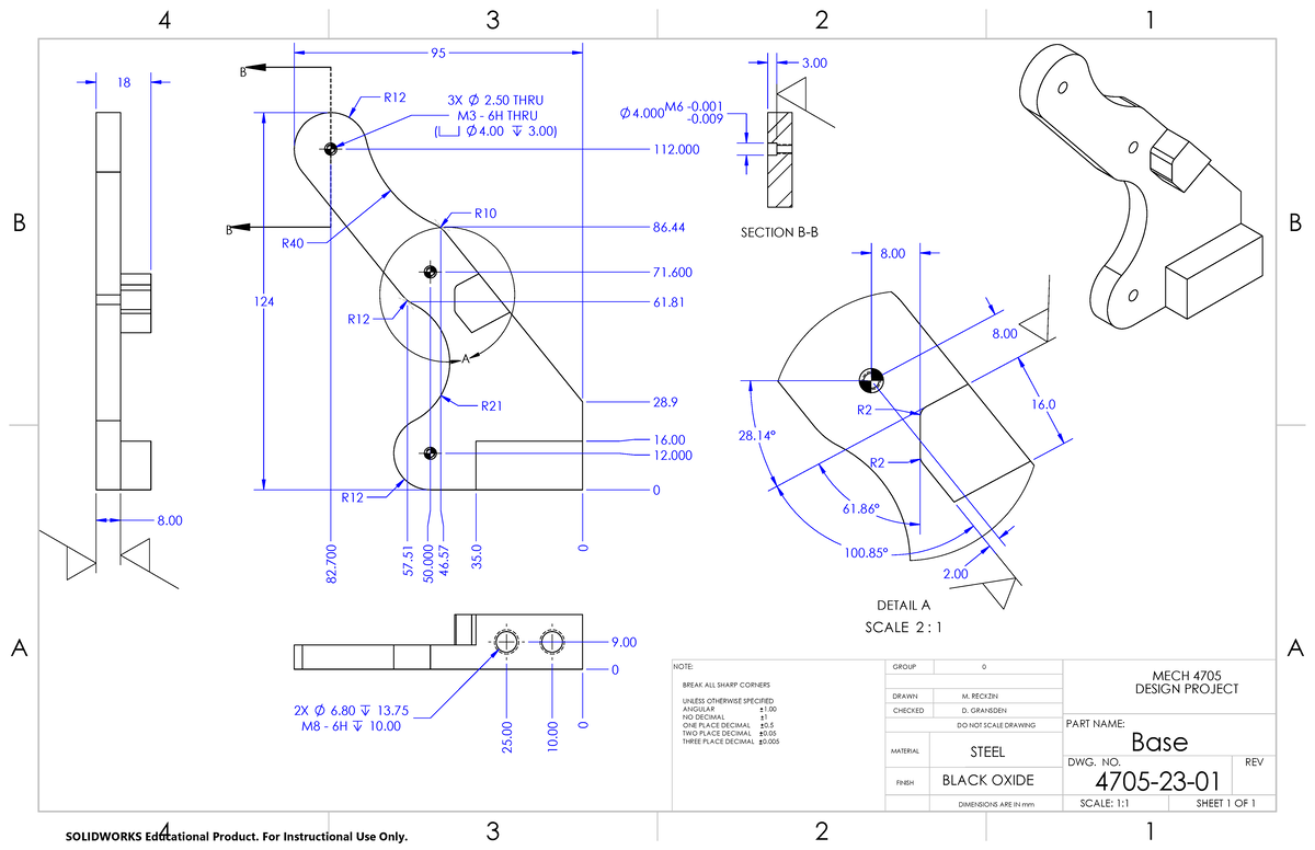 MECH 4705 - Base Drawing Details for Design Project - Studocu