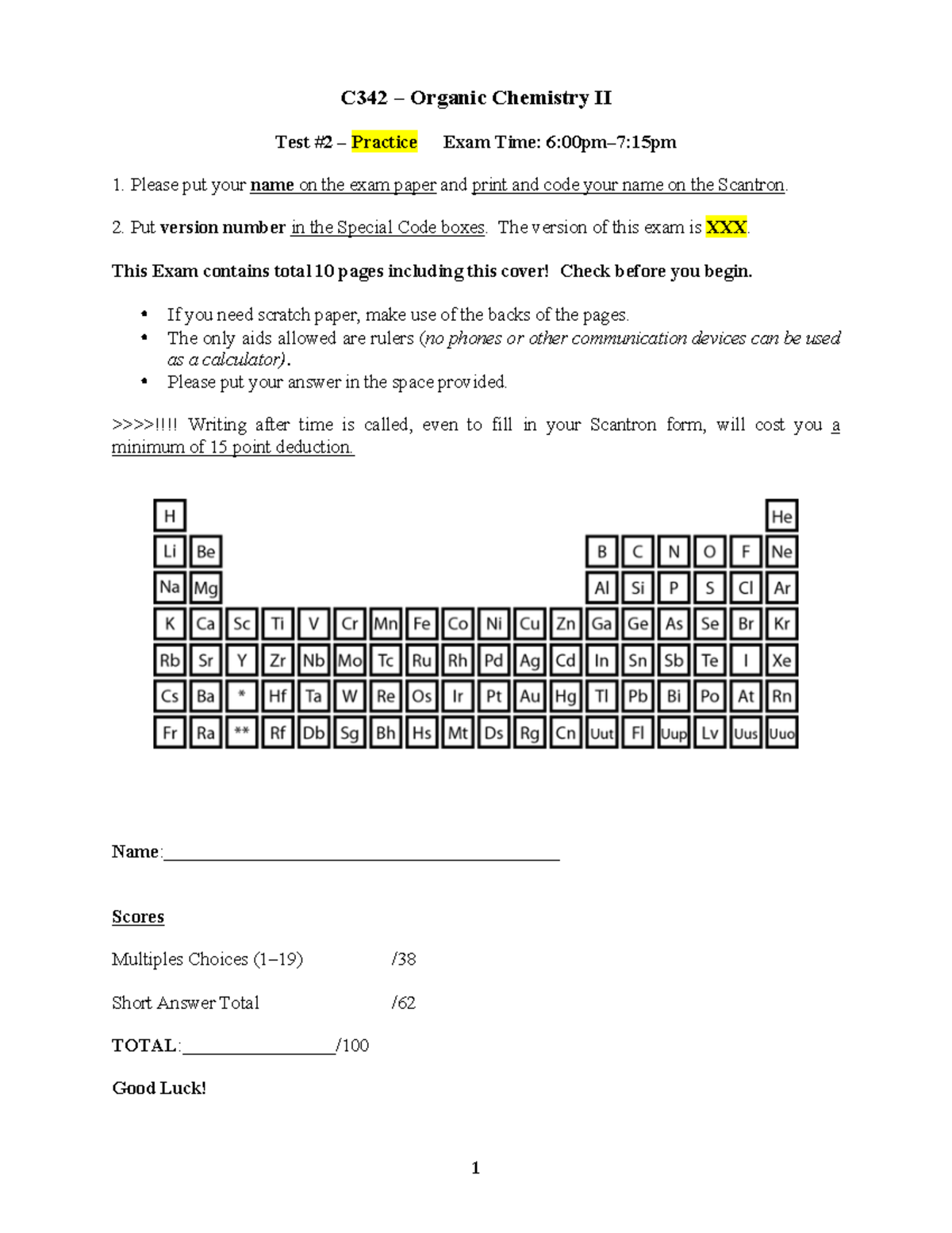 C342 Organic Chemistry II Practice Exam 2: Test Questions & Answers ...