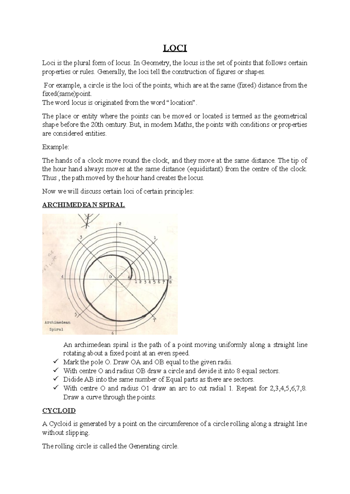 LOCI - A locus is the set of points that satisfy a particular condition ...