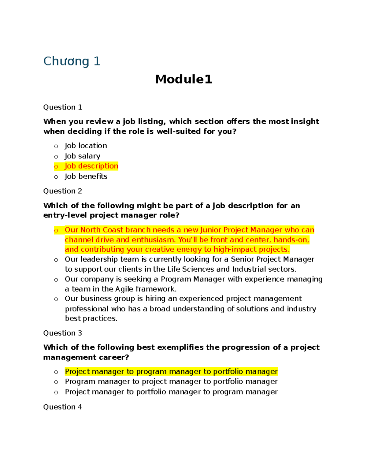 Module 1 - Project Management Insights and Career Progression - Studocu