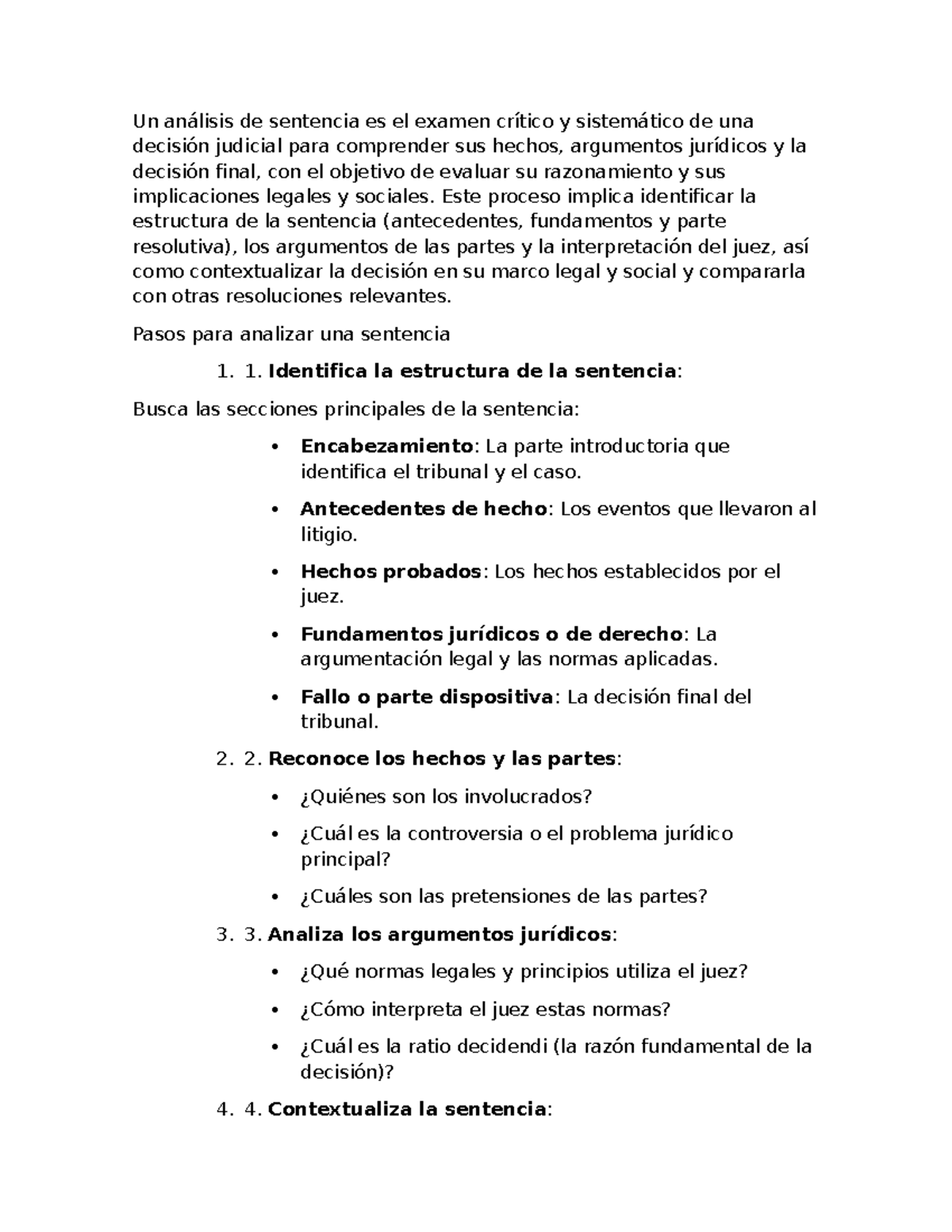 Pasos para Analizar una Sentencia Judicial: Guía Crítica y Legal - Studocu
