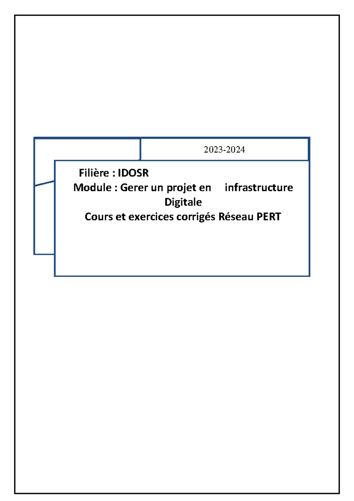 Réseau PERT - Cours et Exercices Corrigés (IDOSR) - Document Preview
