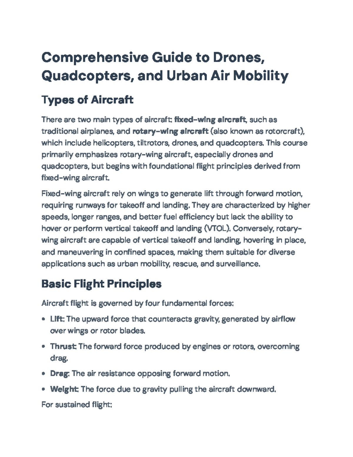 Comprehensive Guide to Drones, Quadcopters, and UAM Concepts - Studocu