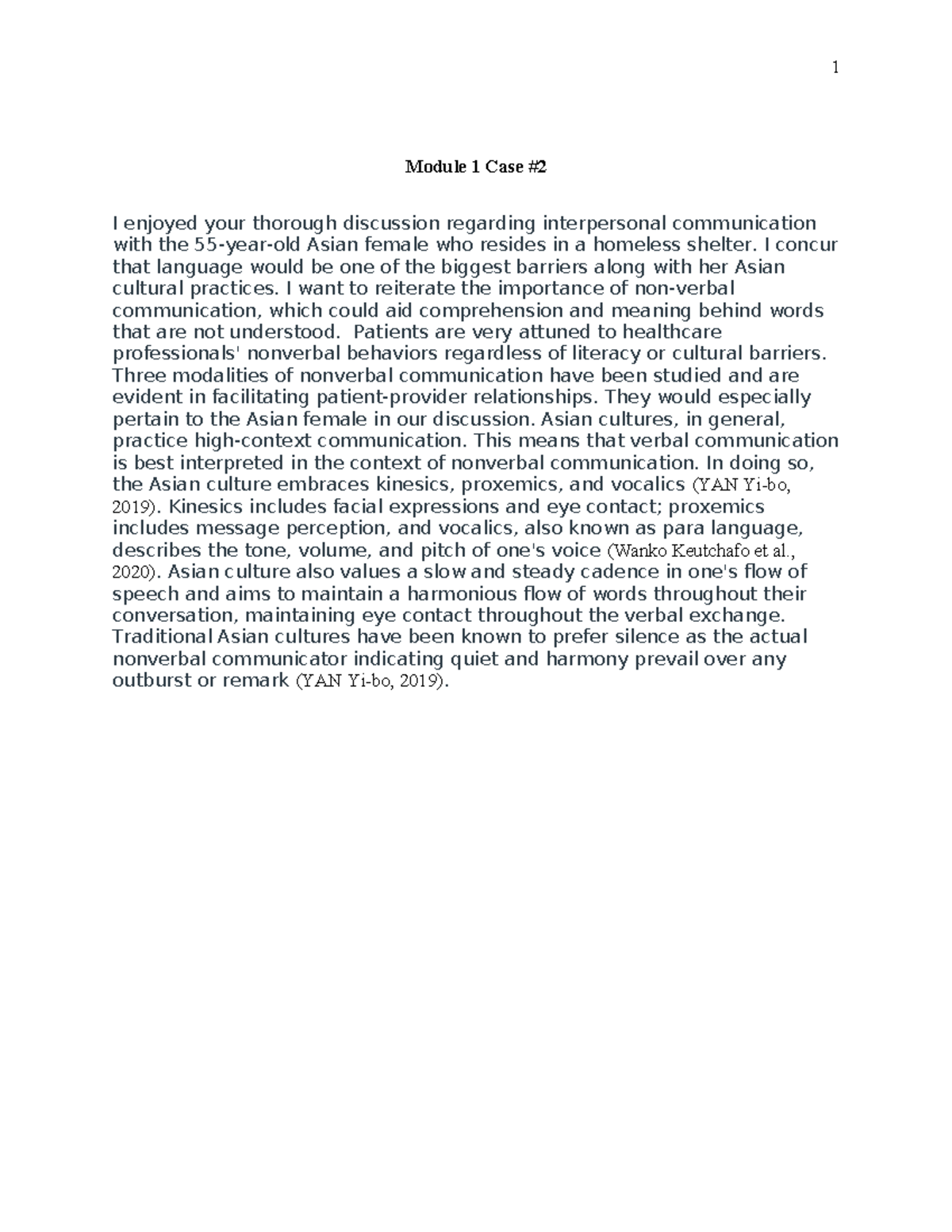 Module 1 Case 2 - Interpersonal Communication Assignment - Studocu