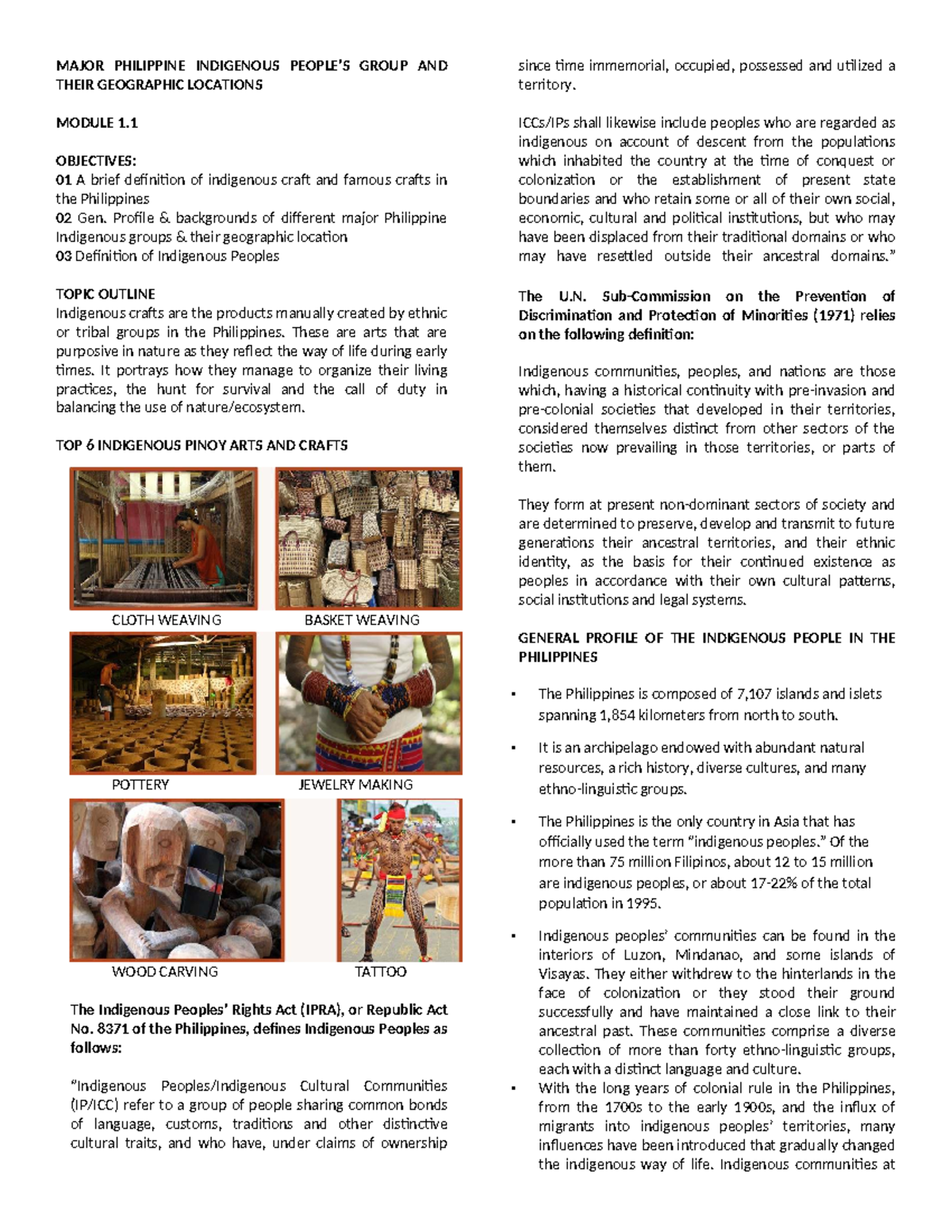Module 1.1: Major Philippine Indigenous Groups & Their Geographic ...