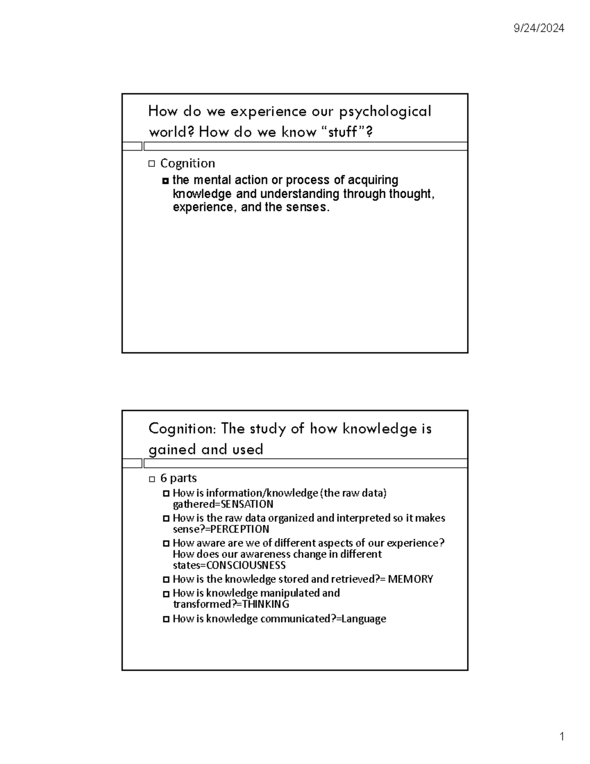 Sensation and Perception Lecture Notes - PSY 202 Final Review - How do ...