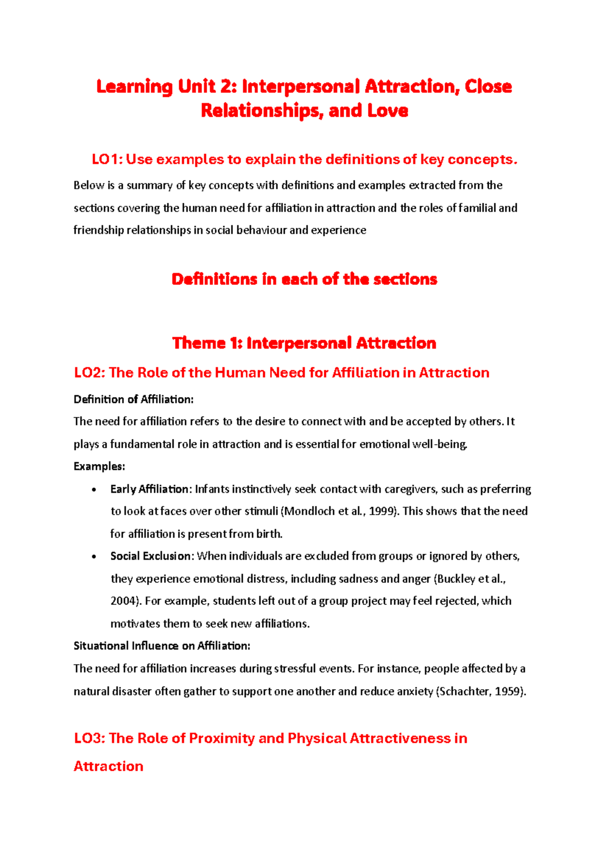 Interpersonal Attraction Examples