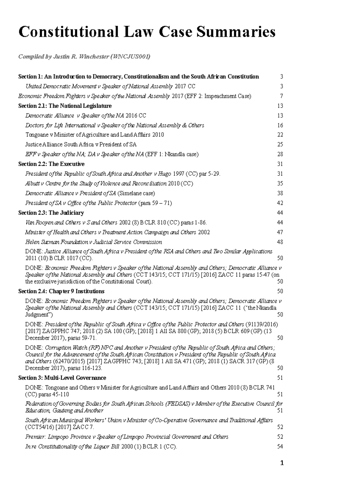 Constitutional Law Case Summaries (WNCJUS001) - Key Judgments and ...