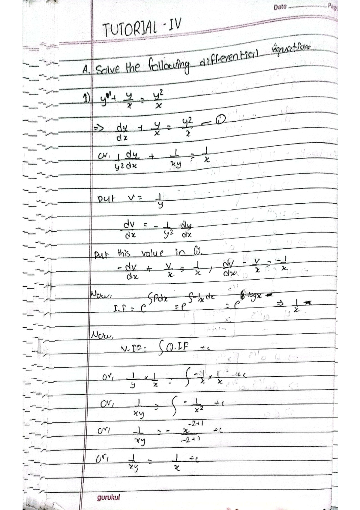 Tutorial-IV - Important question in Calculus-I - Date Page TUTORIAL I V ...