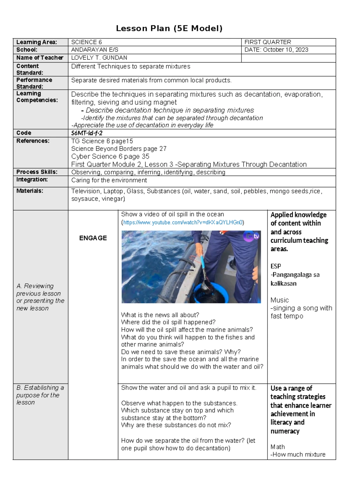 CO4DLL Science 6 Lesson Plan: Exploring the Solar System - Studocu