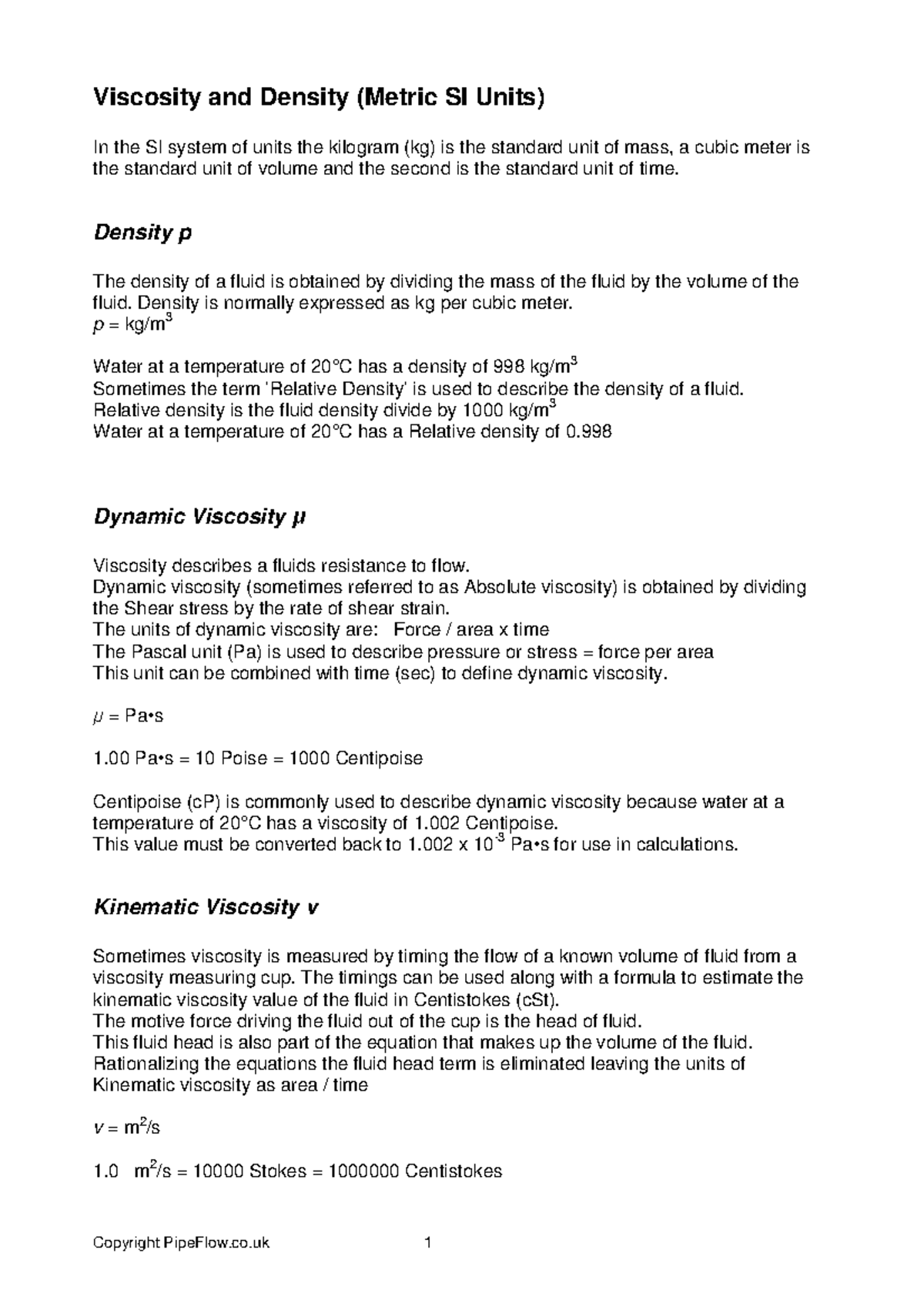 Viscosity and Density: SI and Imperial Units Explained - Studocu