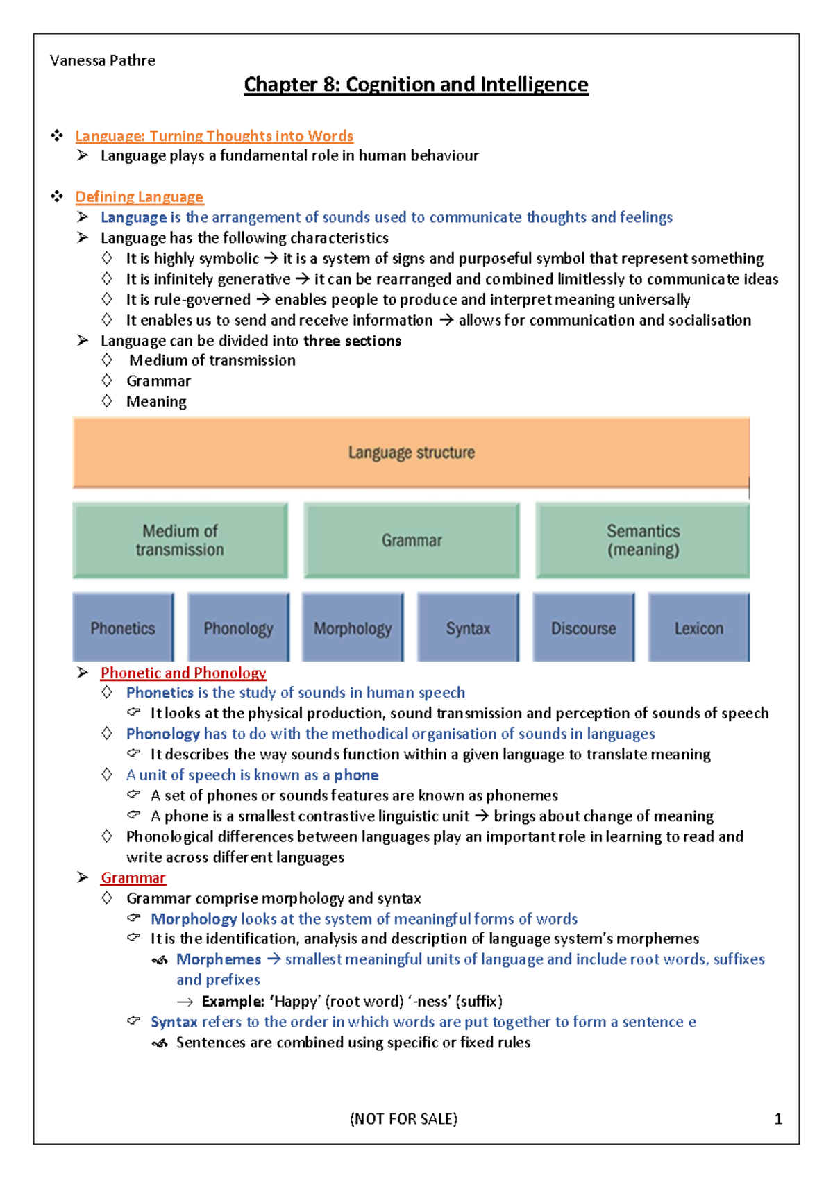 Chapter 8 - Summary: Cognition and Intelligence in Psychology - Studocu