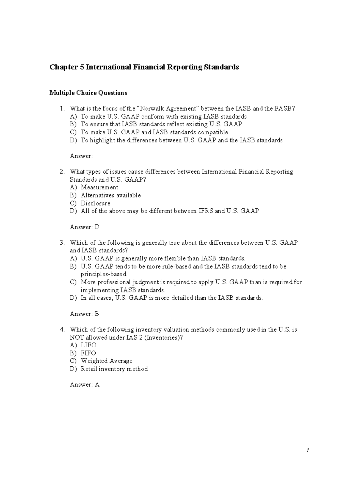 Chapter 5 IFRS: Multiple Choice Questions and Answers - Studocu