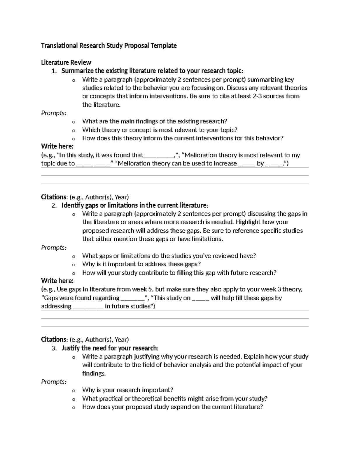 Week 7 Translational Research Study Proposal and Literature Review ...