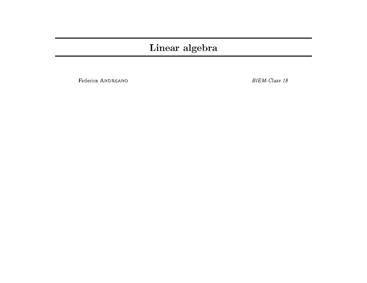 Linear Algebra (Course Code: 18) - Lecture Notes on Linear Systems ...