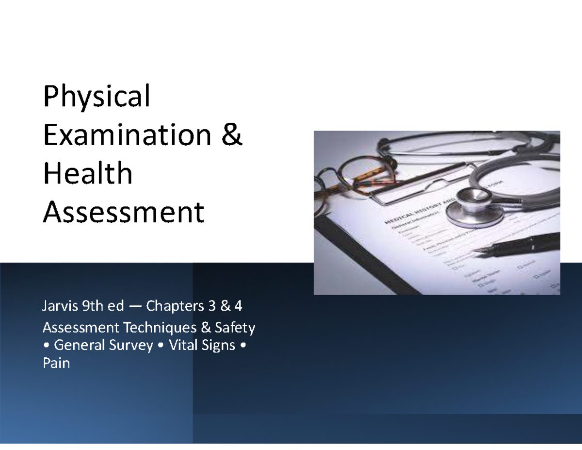Jarvis 9th Ed Health Assessment Ch 3 & 4 Lecture Notes - Studocu