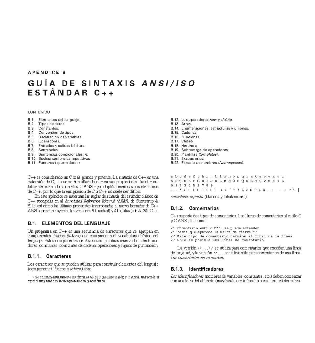 Guía de Sintaxis Estándar en C++: Elementos y Estructuras (APÉNDICE B ...