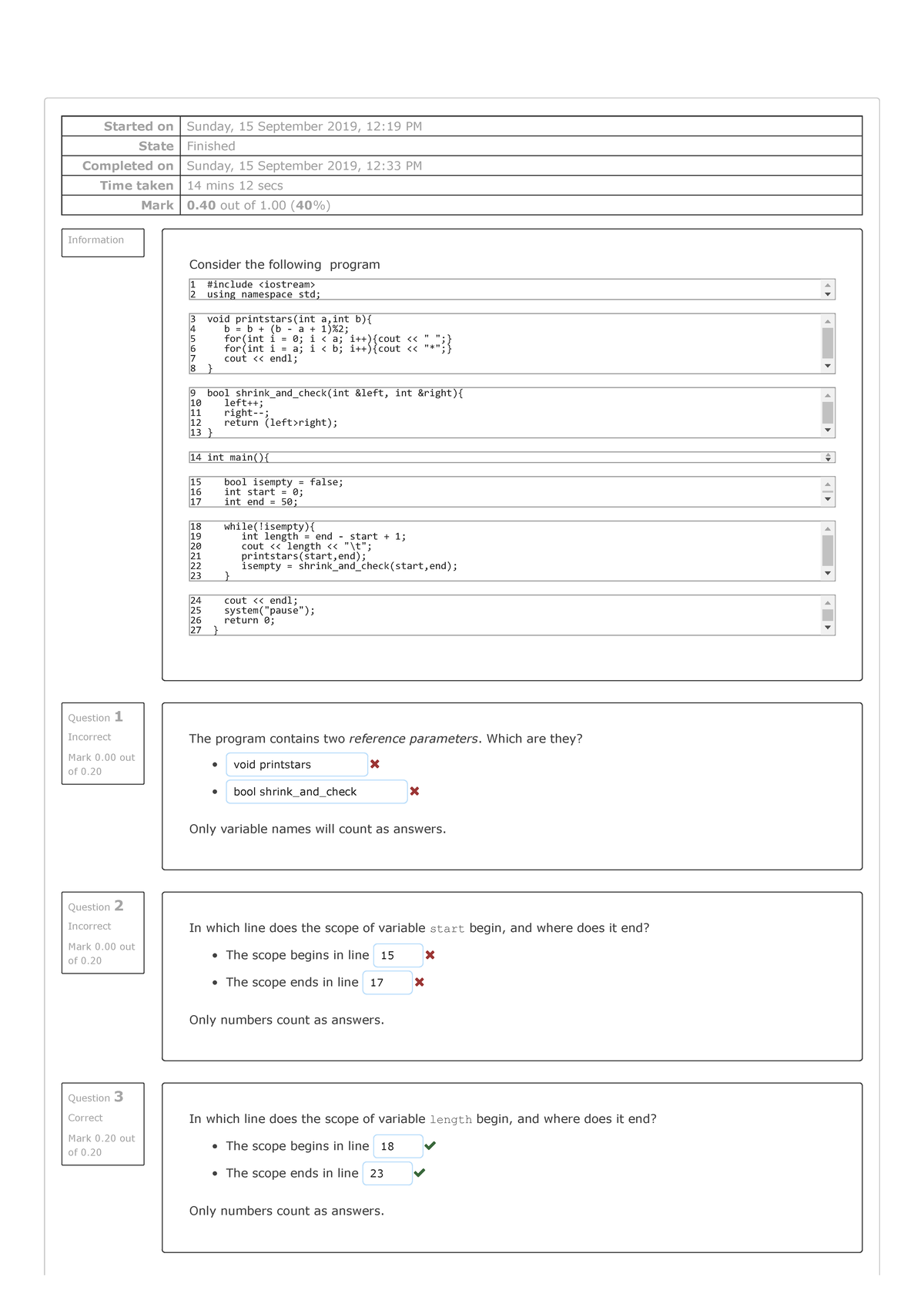 Quiz Review for Week 9 Attempt - Programming Concepts Insights - Studocu