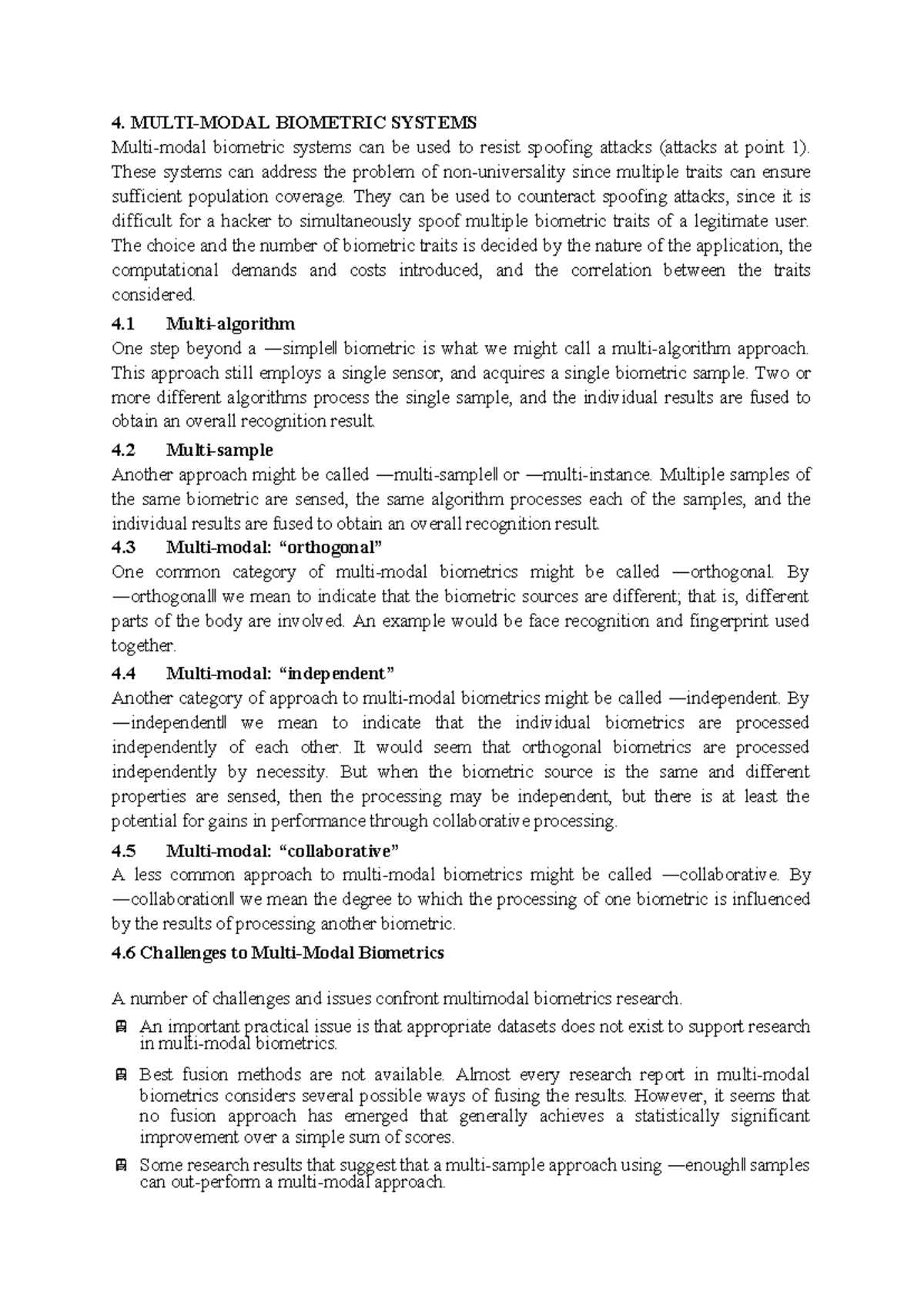 Multimodal Notes - 4. MULTI-MODAL BIOMETRIC SYSTEMS Multi-modal ...