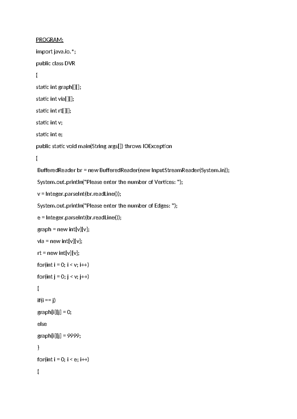 Exp6 - Lab Program: Distance Vector Routing Implementation - Studocu