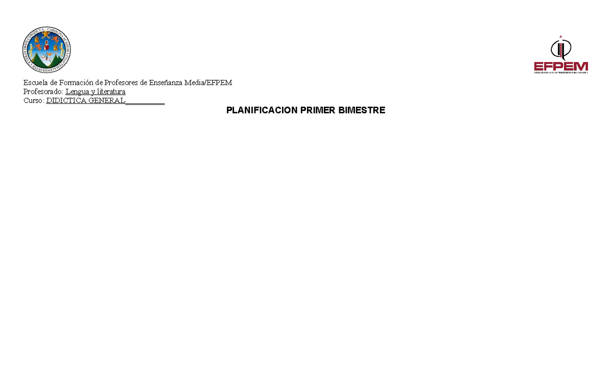 Plan de Unidad modificado - Escuela de Formación de Profesores de ...