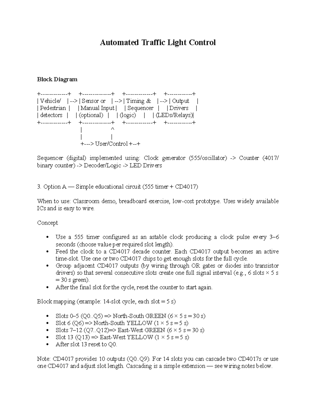 TLC - Automated Traffic Light Control System Design Guide - Studocu