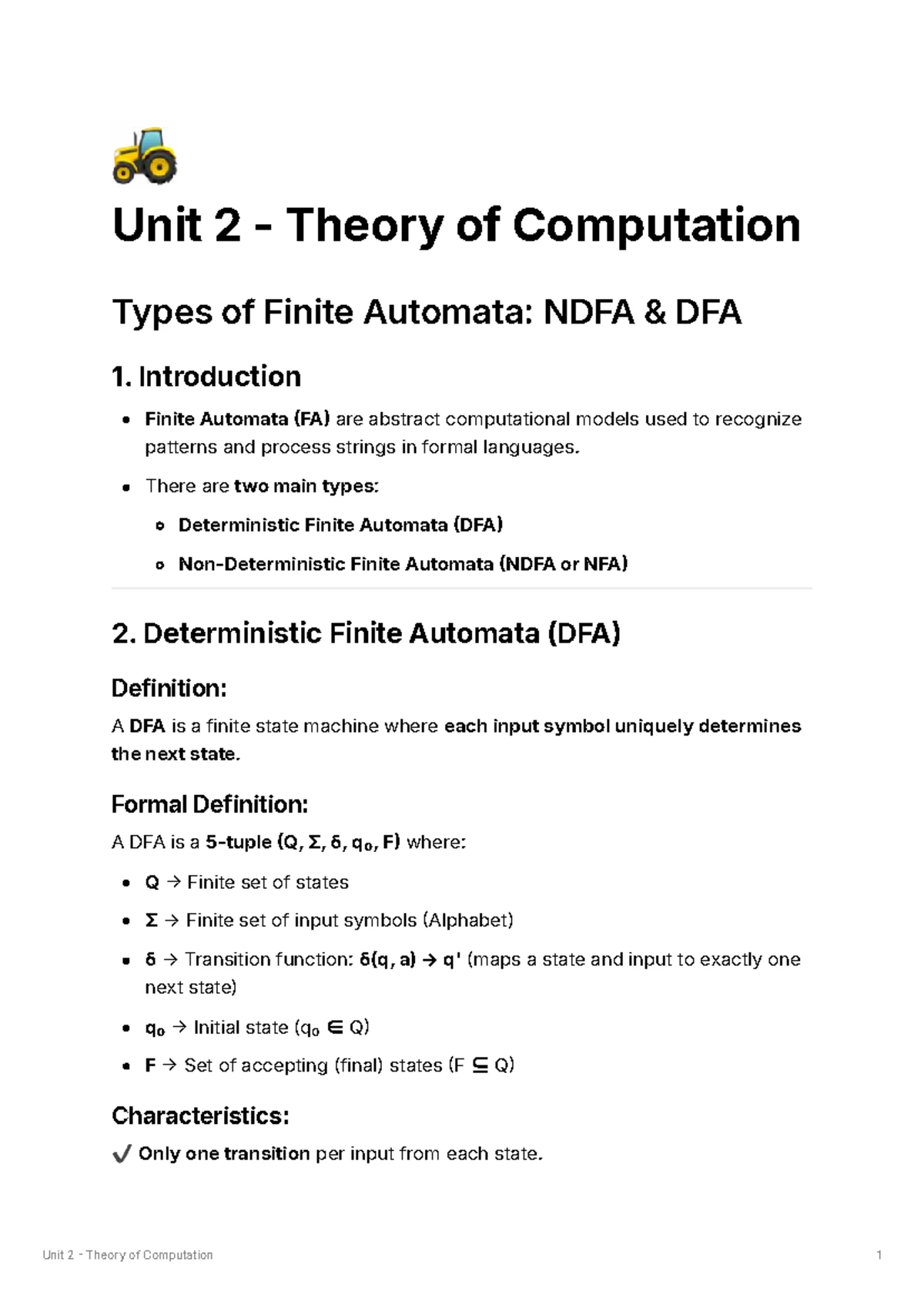 10 Sentences on TOC Notes: Understanding Automata and Computation - Studocu