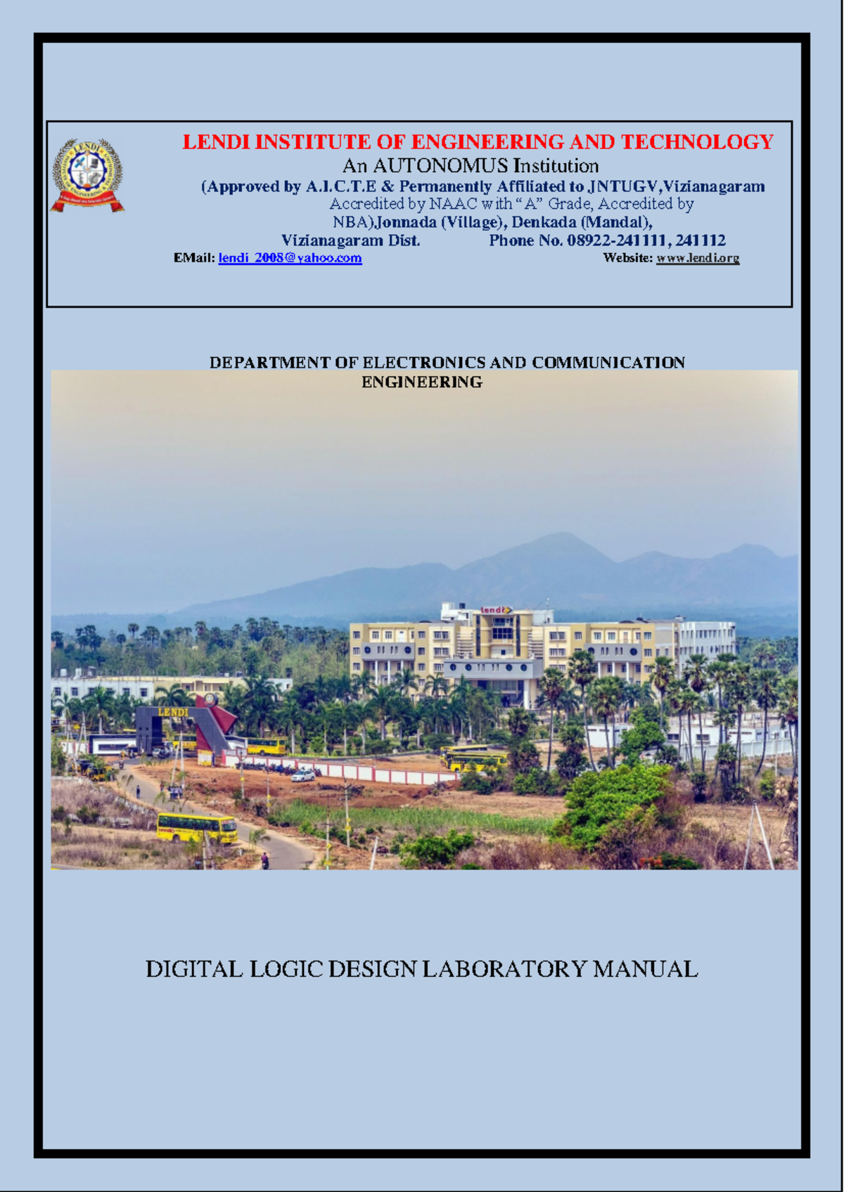Digital Logic Design Lab Manual (B.Tech ECE II) - LENDI Institute - Studocu