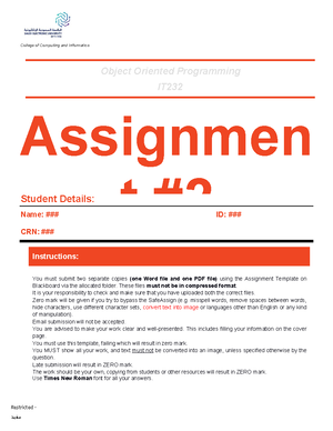 Questions-OOP-Assignment 2 -2022-2023-T1 - ####### College of Computing ...
