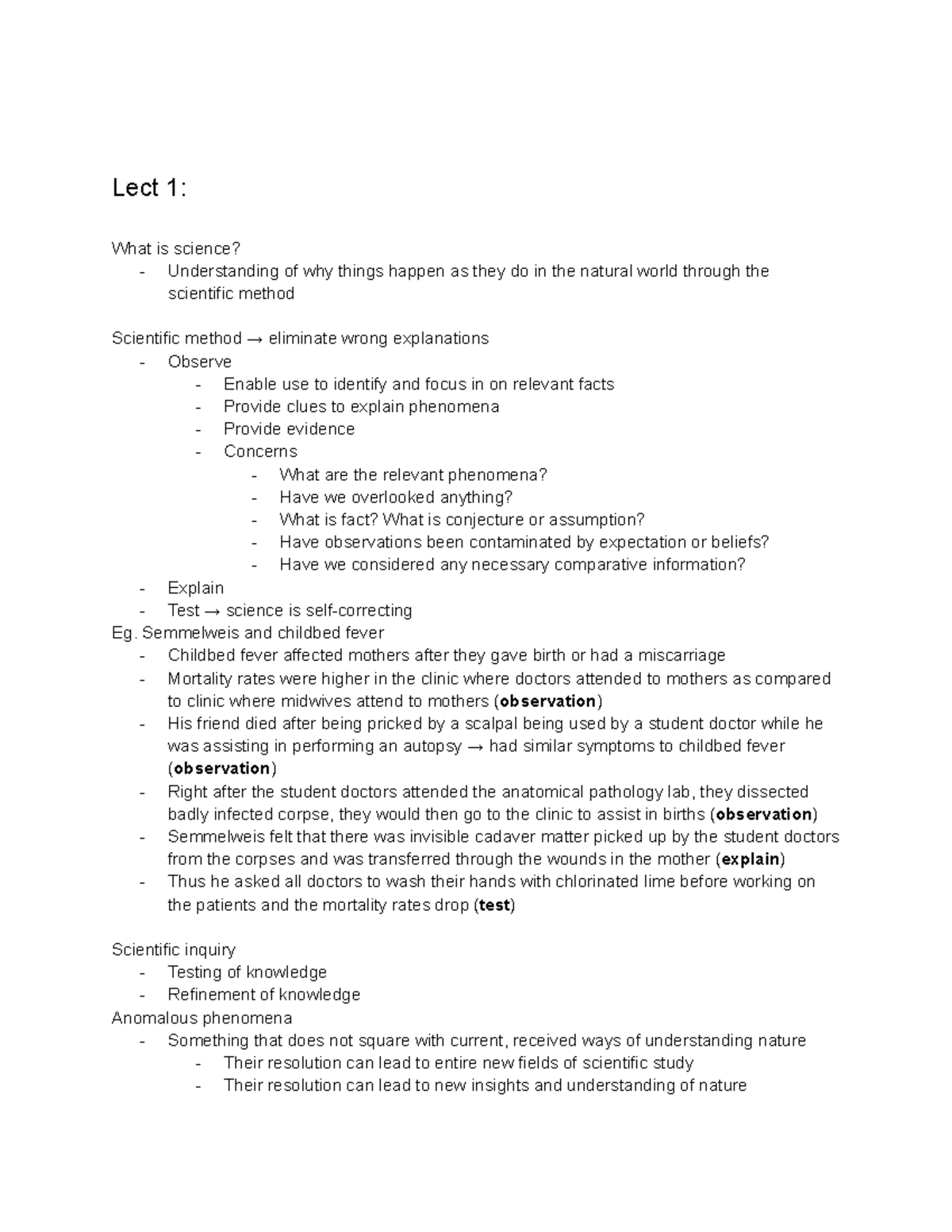 HSI1000 - Summary How Science Works, Why Science Works - Lect 1: What ...