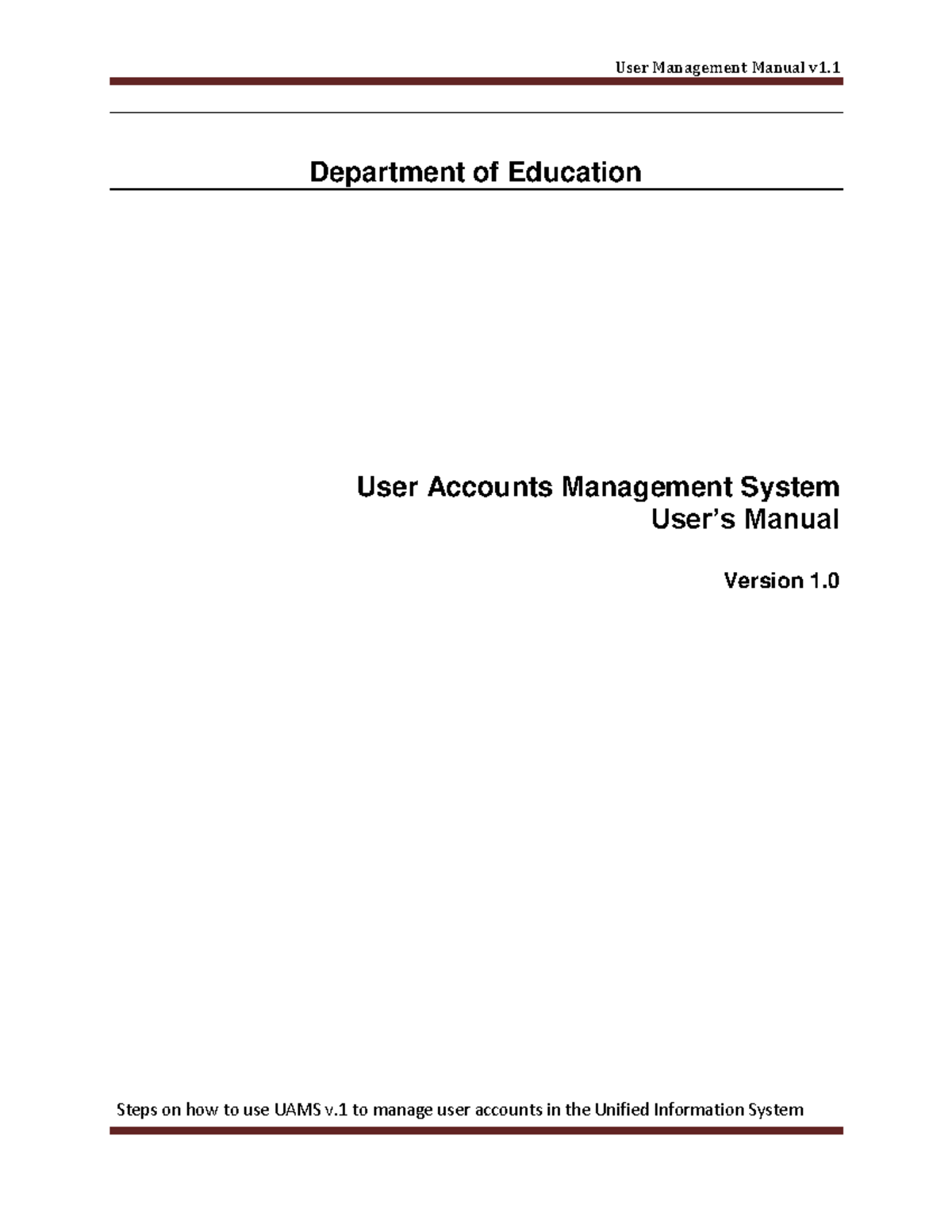 User Accounts Management Manual v1 - Department of Education User ...