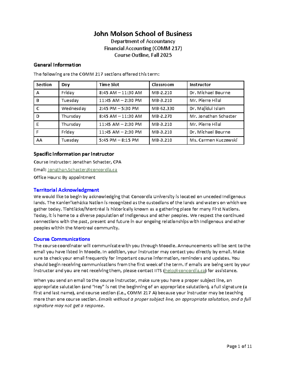 COMM 217 Financial Accounting Course Outline - Fall 2025 - Studocu