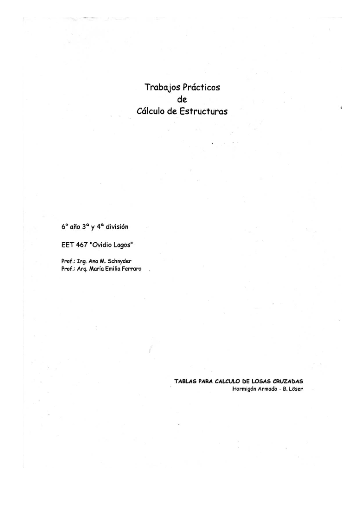 Tablas para Cálculo de Losas Cruzadas - EET 467 (TP) - Document Preview