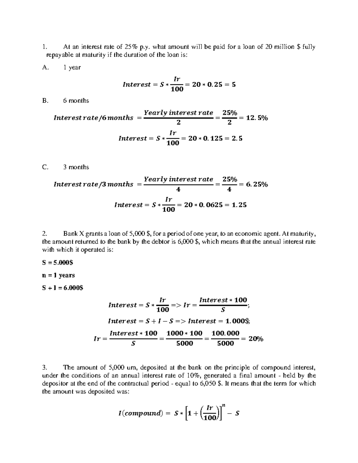 Seminar 1 Solutions: Interest Rates & Loan Calculations Analysis - Studocu