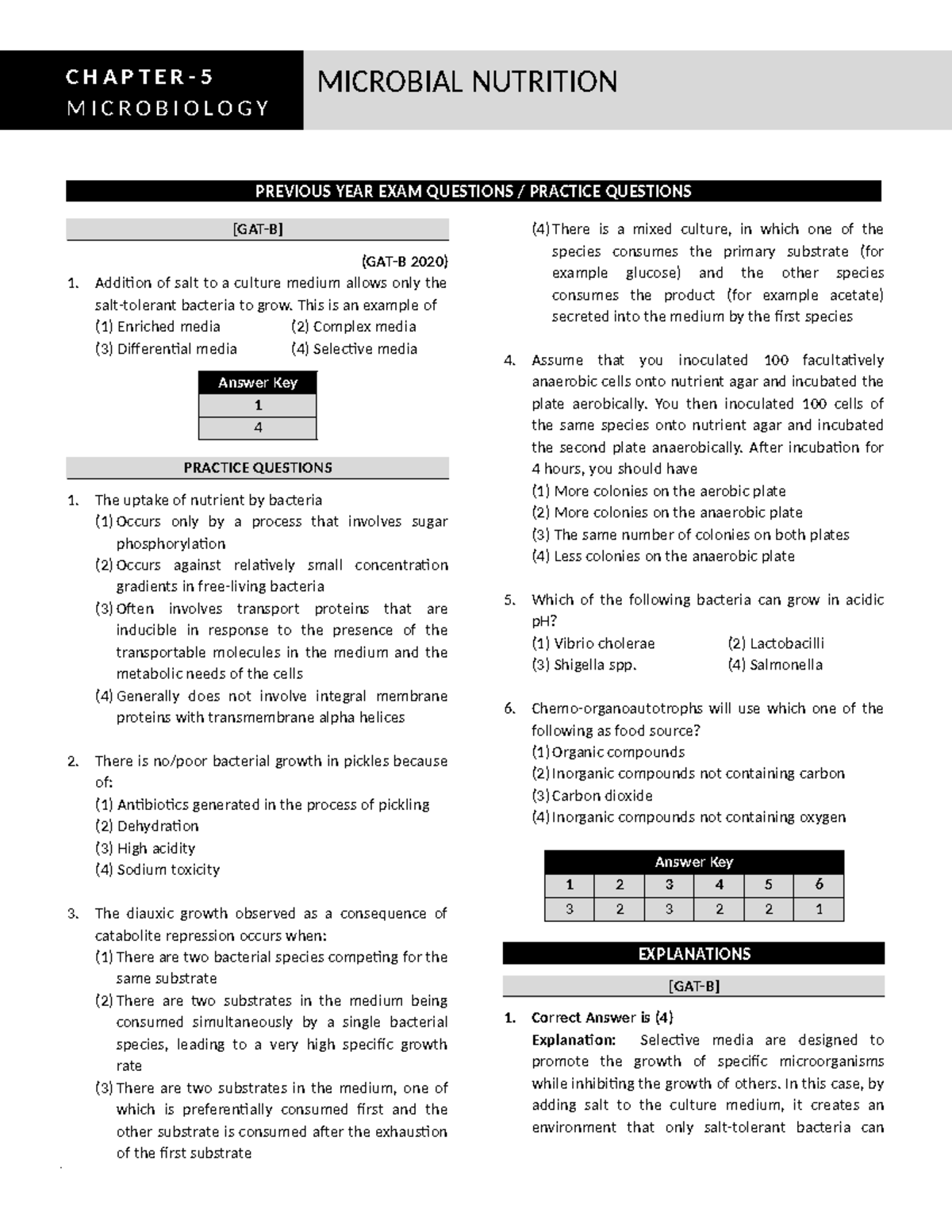 MICROBIOLOGY MICROBIAL NUTRITION FINAL EXAM PRACTICE QUESTIONS 2020 ...