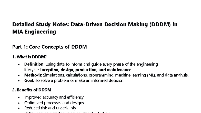 MIA Engineering Study Notes: Decision Making & Core Concepts - Studocu