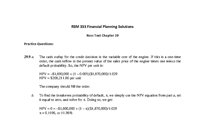 RSM Financial Planning Solutions: Ch 29 Practice Questions Solutions ...