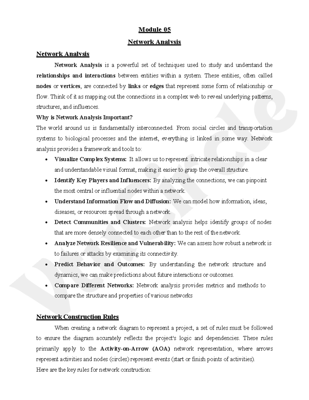 Module 05: Network Analysis in Project Management (PERT/CPM Techniques ...
