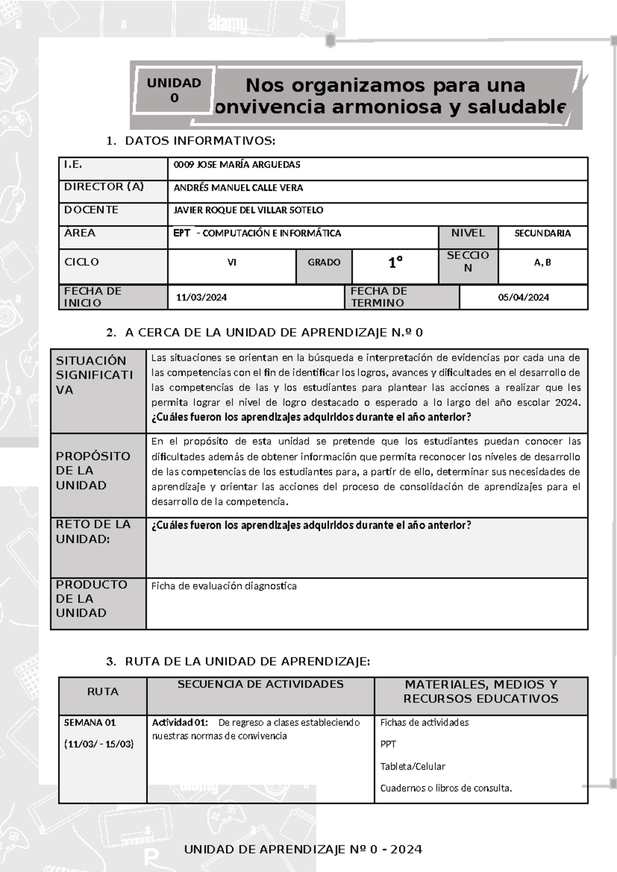 Unidad 0 EPT - 2024: Estrategias y Actividades para la Convivencia - Document Preview