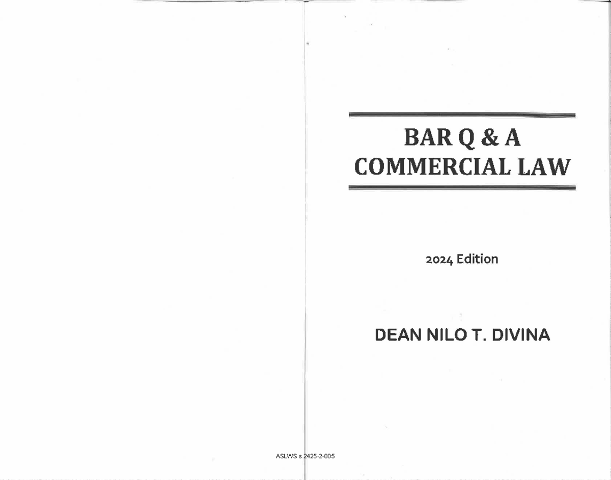 MERC2024 - Central BQA Practice Materials for Commercial Law Exam - Studocu