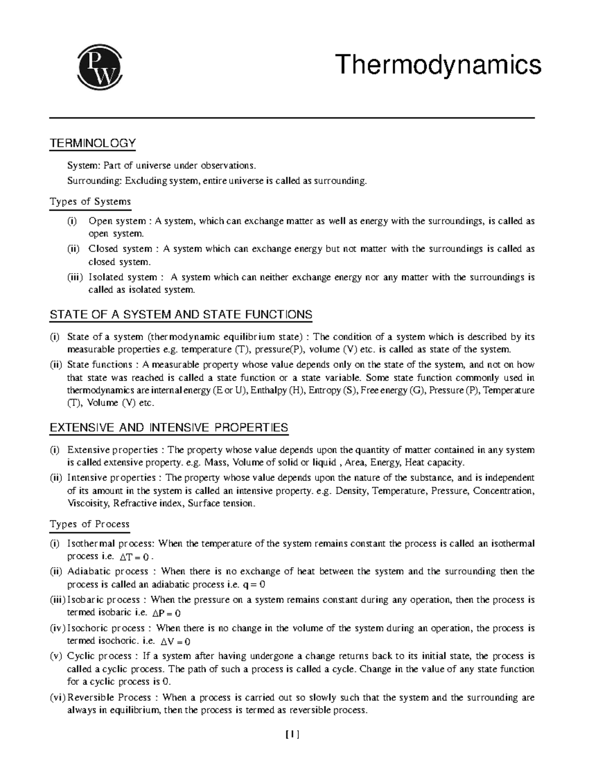 Thermodynamics Formula Sheet: Key Concepts & Definitions - Studocu
