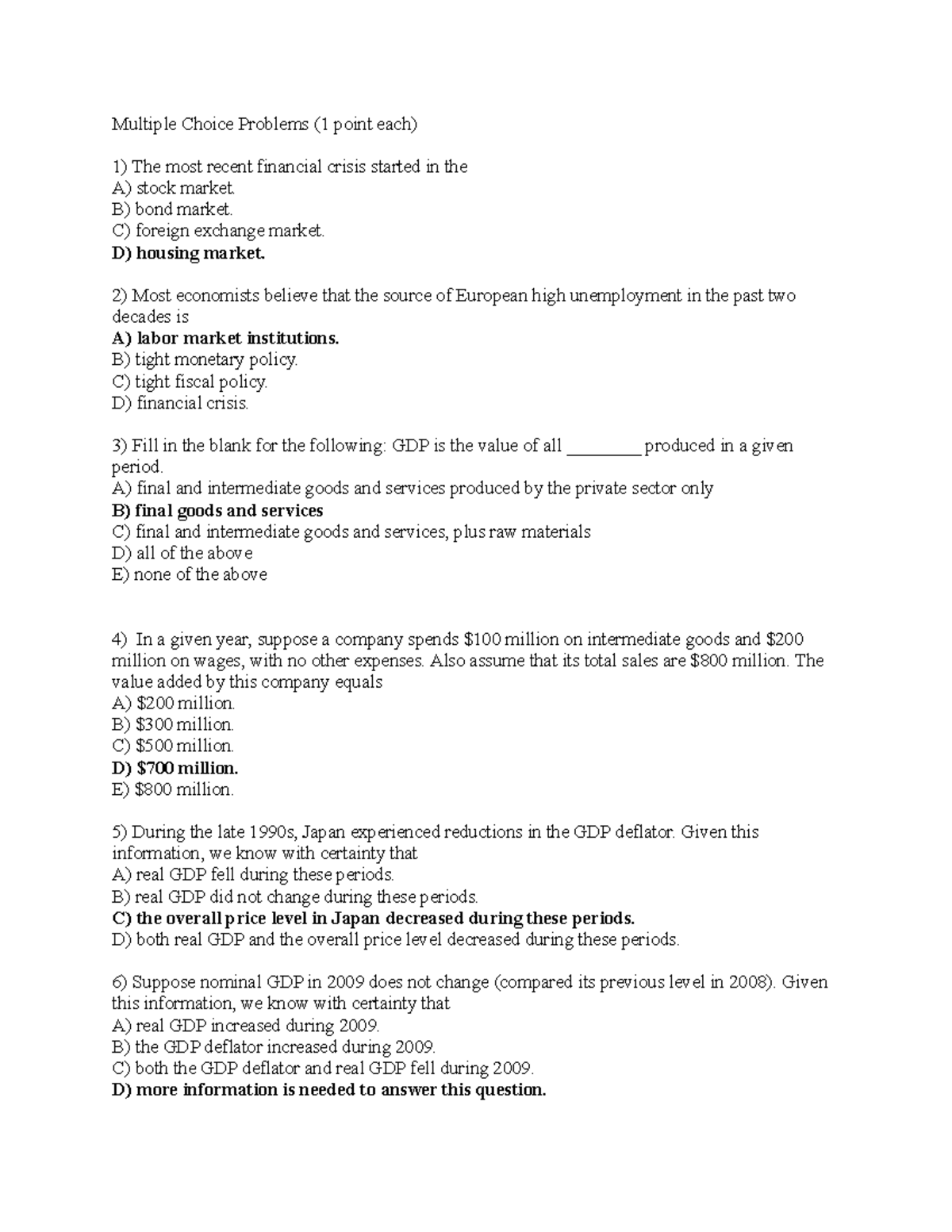 Midterm Answers - Final Exam for Economics Course (ECO 101) - Studocu